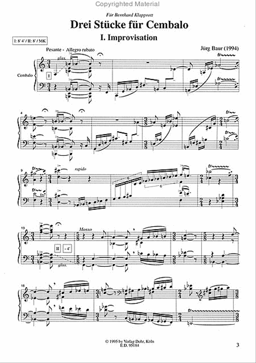 Drei Stücke für Cembalo (1994) Harpsichord scores gallery preview page 2