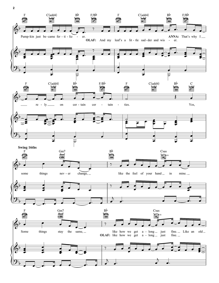 Some Things Never Change (from Disney's Frozen 2) Piano, Vocal, Guitar scores gallery preview page 2