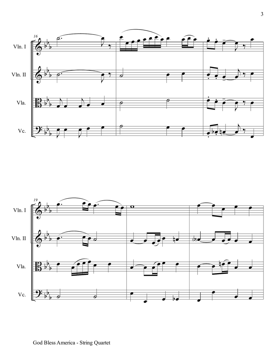 God Bless America String Quartet scores gallery preview page 4