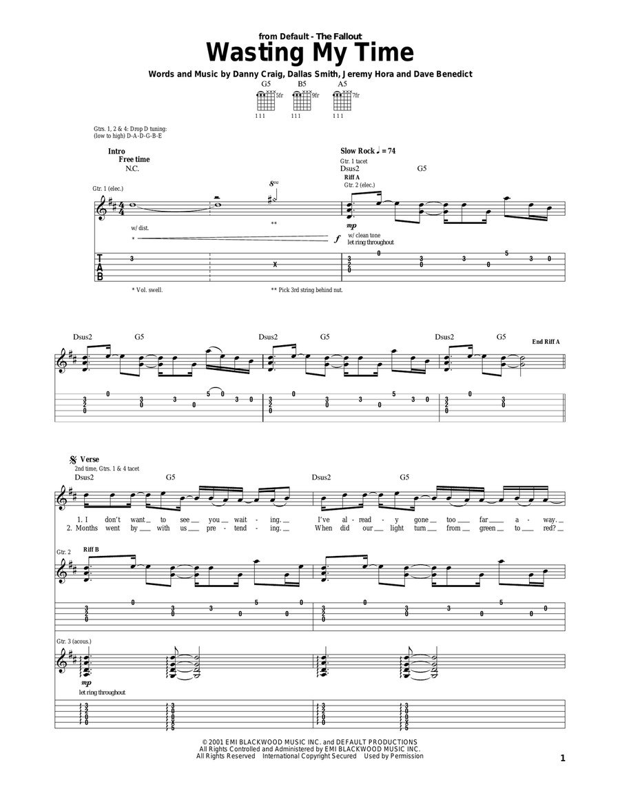 Wasting My Time Wasting My Time Acoustic Guitar scores gallery preview page 1