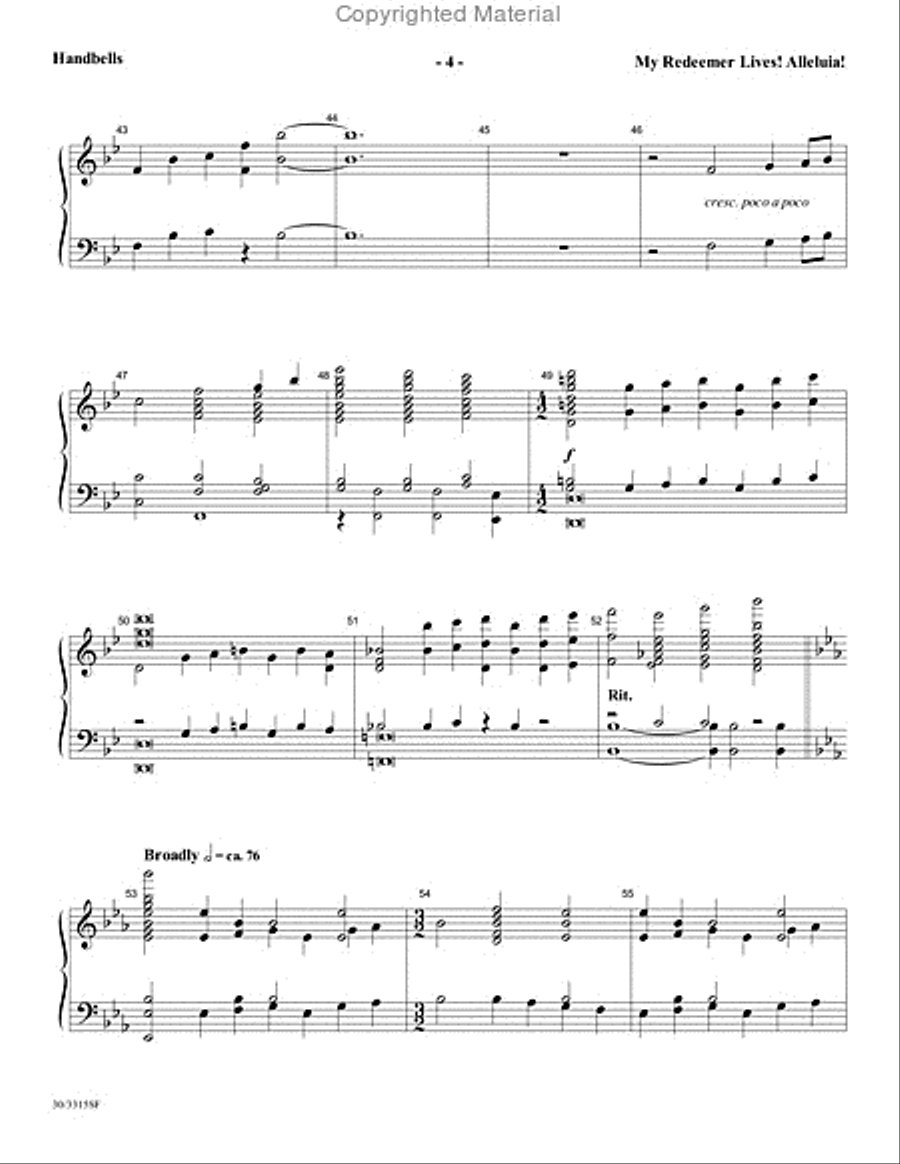 My Redeemer Lives! Alleluia! - Reproducible Handbell Part 5-Octaves scores gallery preview page 5
