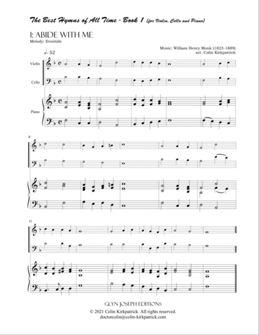 The Best Hymns of All Time (Violin, Cello and Piano) Book 1 Piano Trio scores gallery preview page 3