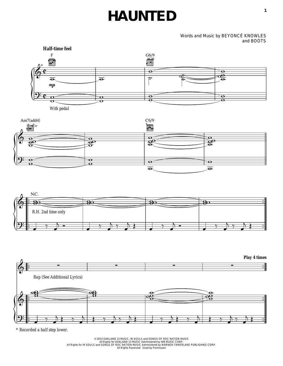 Haunted Piano, Vocal, Guitar scores gallery preview page 1