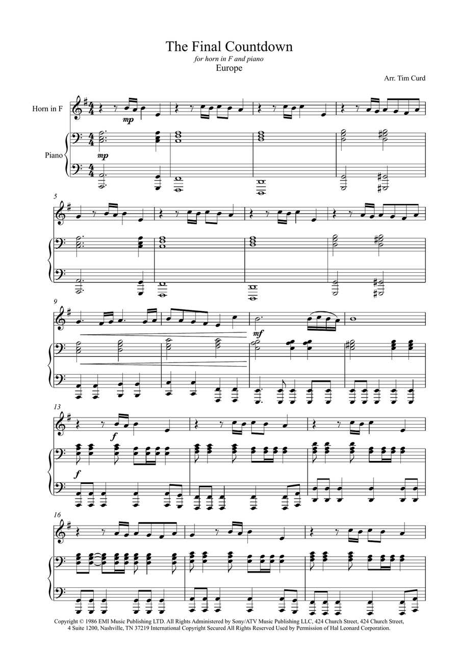 Final Countdown Piano scores gallery preview page 2