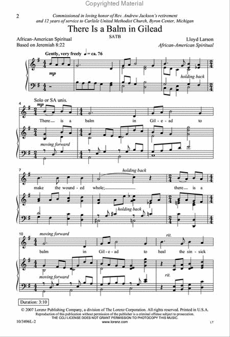 There Is a Balm in Gilead 4-Part scores gallery preview page 2