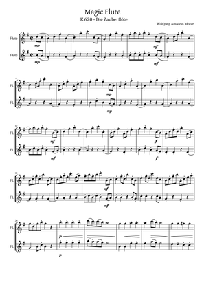 Mozart - The Magic Flute K.620 - Die Zauberflöte - For 2 Flutes