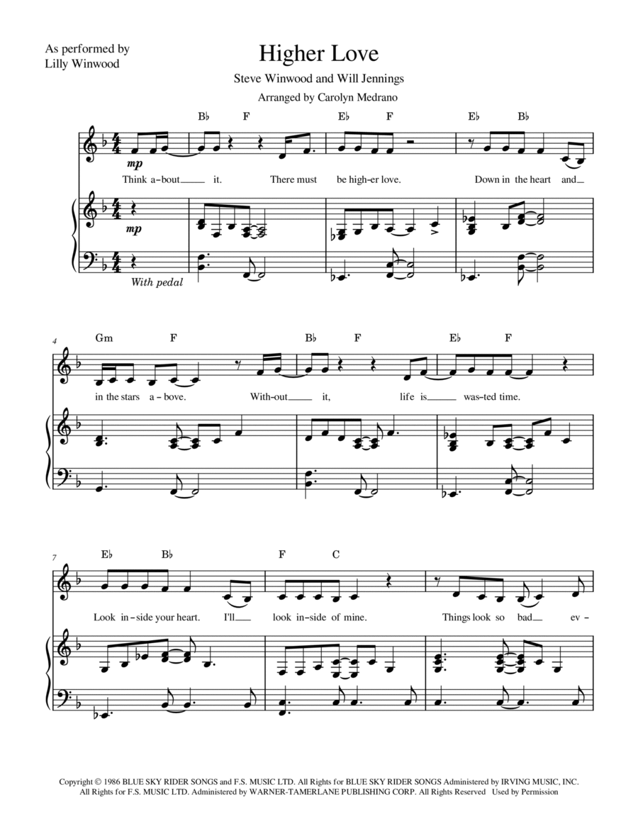 Higher Love Voice scores gallery preview page 1