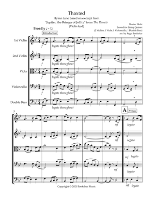 Thaxted (hymn tune based on excerpt from "Jupiter" from The Planets) (Bb) (String Quintet - 2 Violin