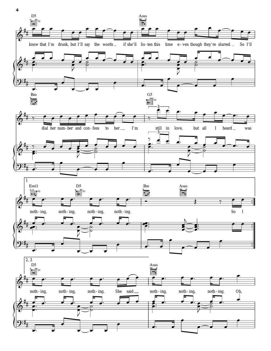 Nothing Piano, Vocal, Guitar scores gallery preview page 4