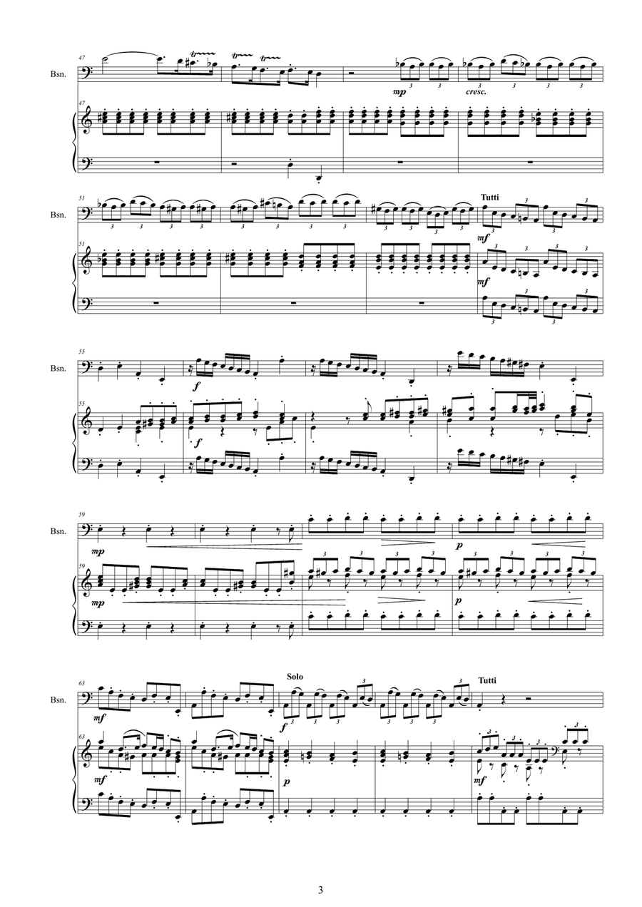 Vivaldi - Bassoon Concerto in C major RV471 for Bassoon and Piano Bassoon Solo scores gallery preview page 3