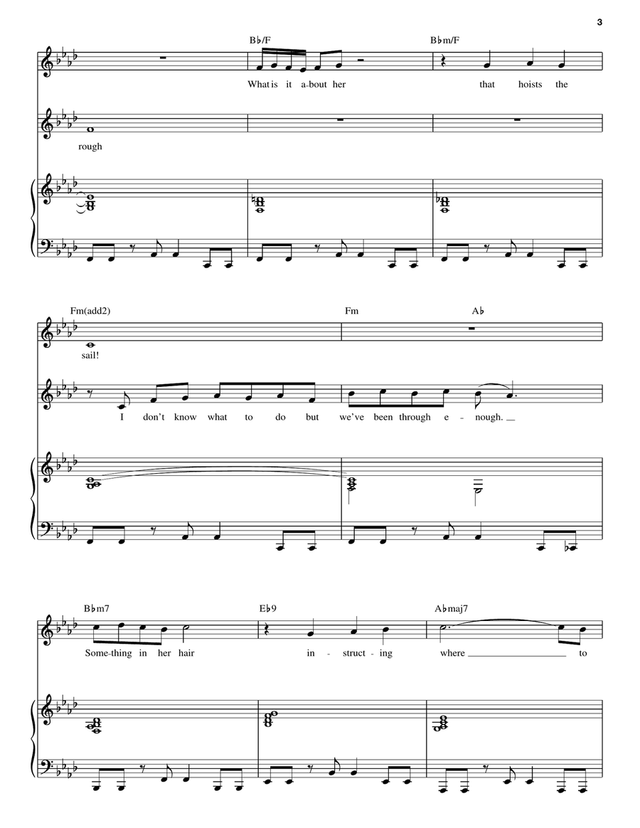 What Is It About Her? Piano, Vocal, Guitar scores gallery preview page 3