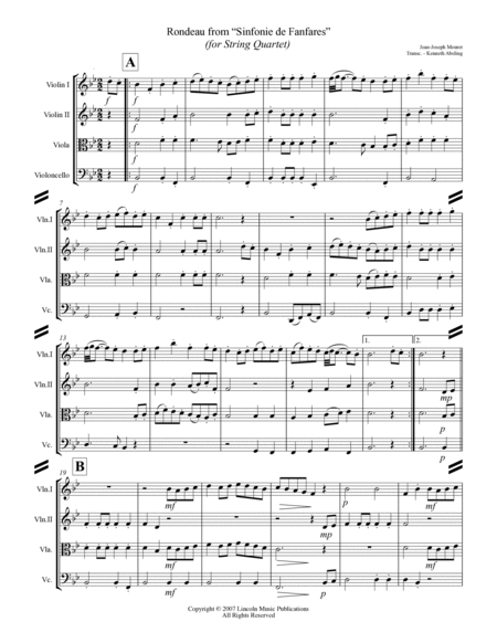 Rondeau from “Sinfonie de Fanfares” (for String Quartet) image number null