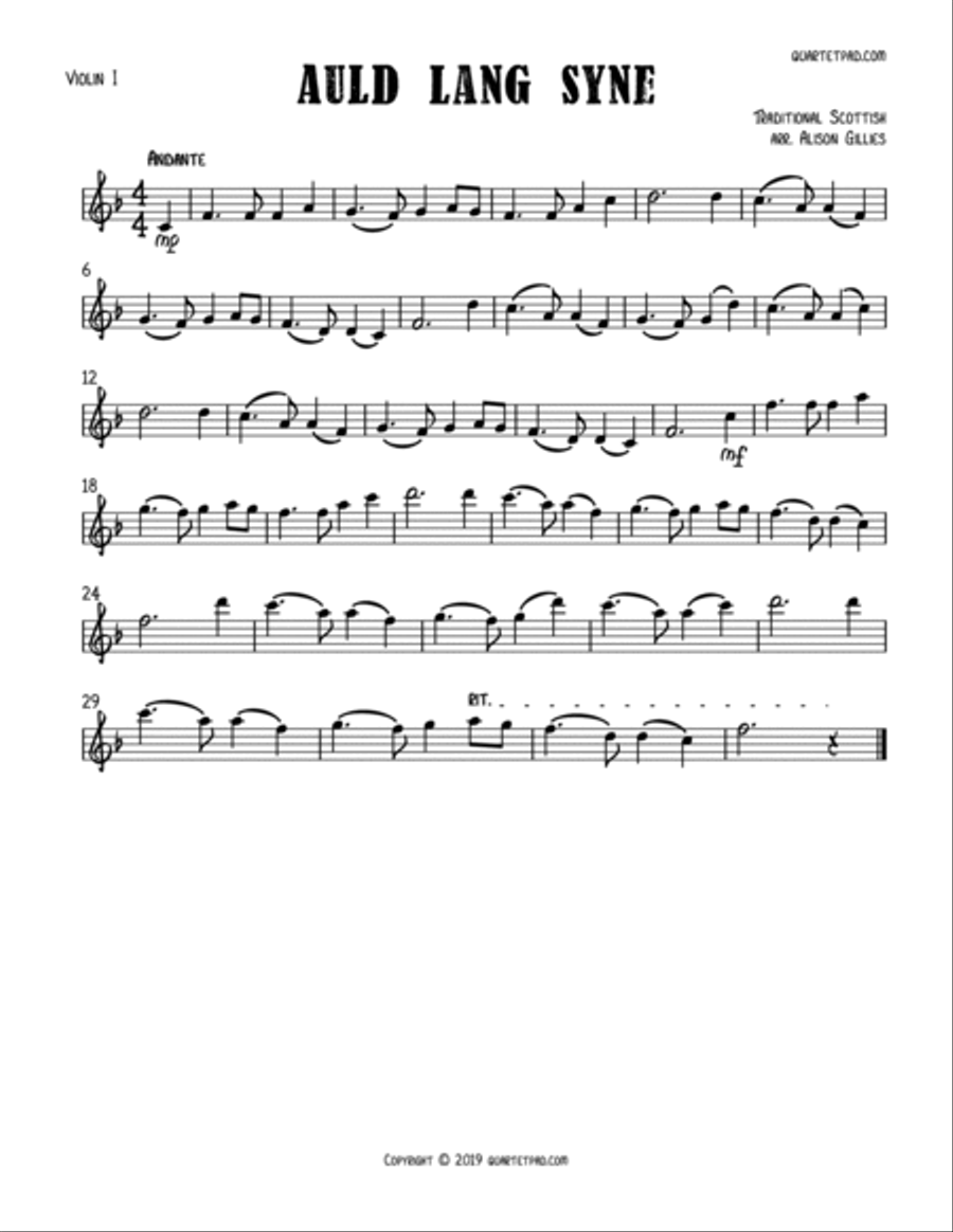 Auld Lang Syne - String Quartet String Quartet scores gallery preview page 3