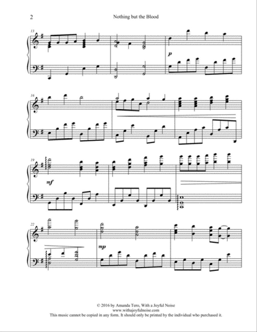 Nothing But the Blood Piano Solo scores gallery preview page 4