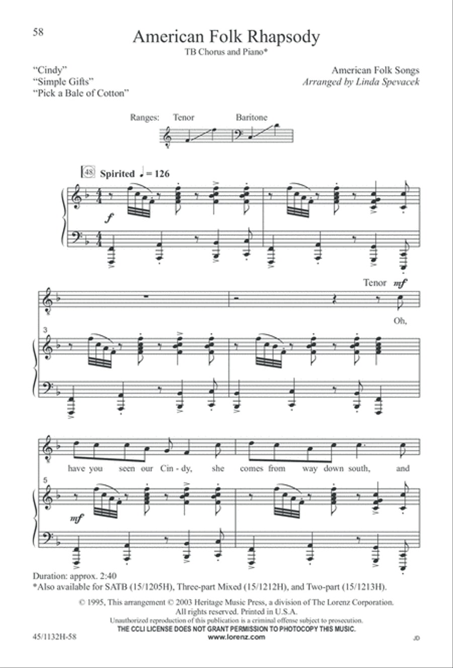 Singable Solutions for TB Choirs TB scores gallery preview page 58