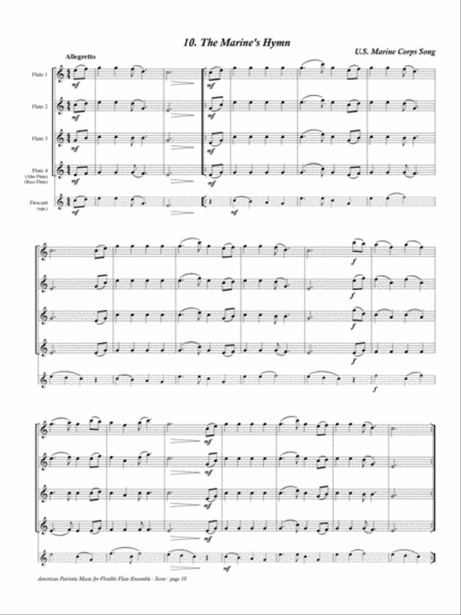 American Patriotic Music (Flexible Flute Ensemble) Flute Choir scores gallery preview page 4
