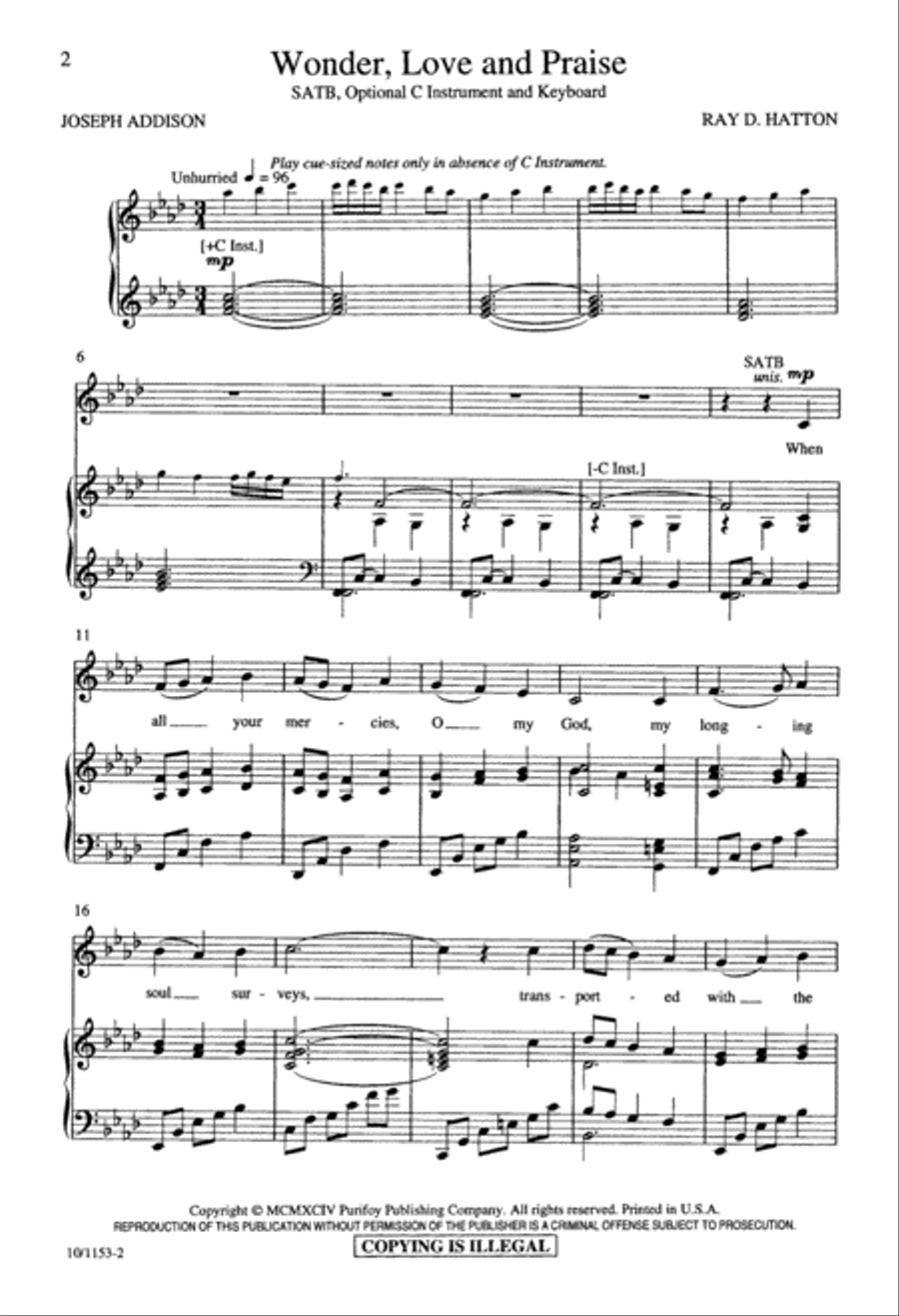 Wonder, Love, and Praise Wonder, Love, and Praise 4-Part scores gallery preview page 2