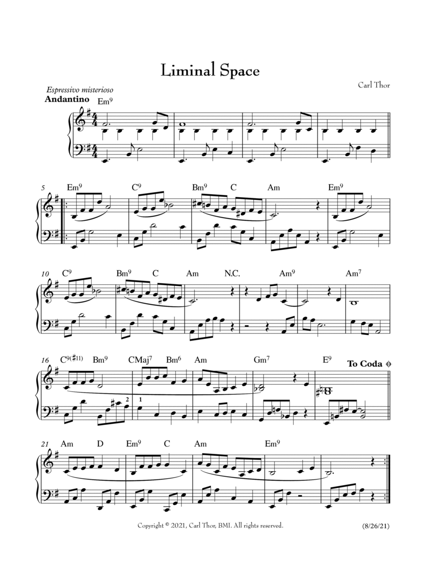 Liminal Space Piano Solo scores gallery preview page 1