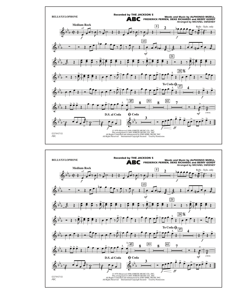 ABC - Bells/Xylophone Marching Band scores gallery preview page 1