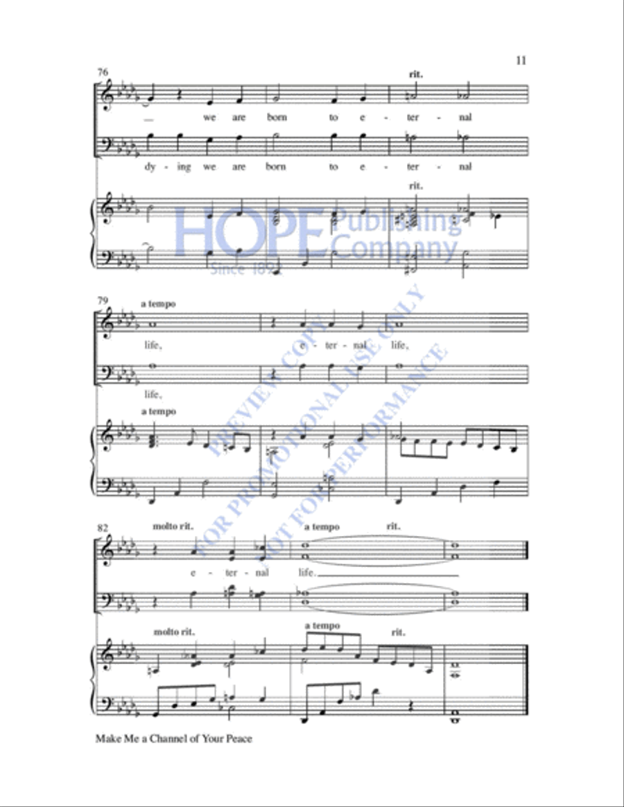 Make Me a Channel of Your Peace 4-Part scores gallery preview page 12