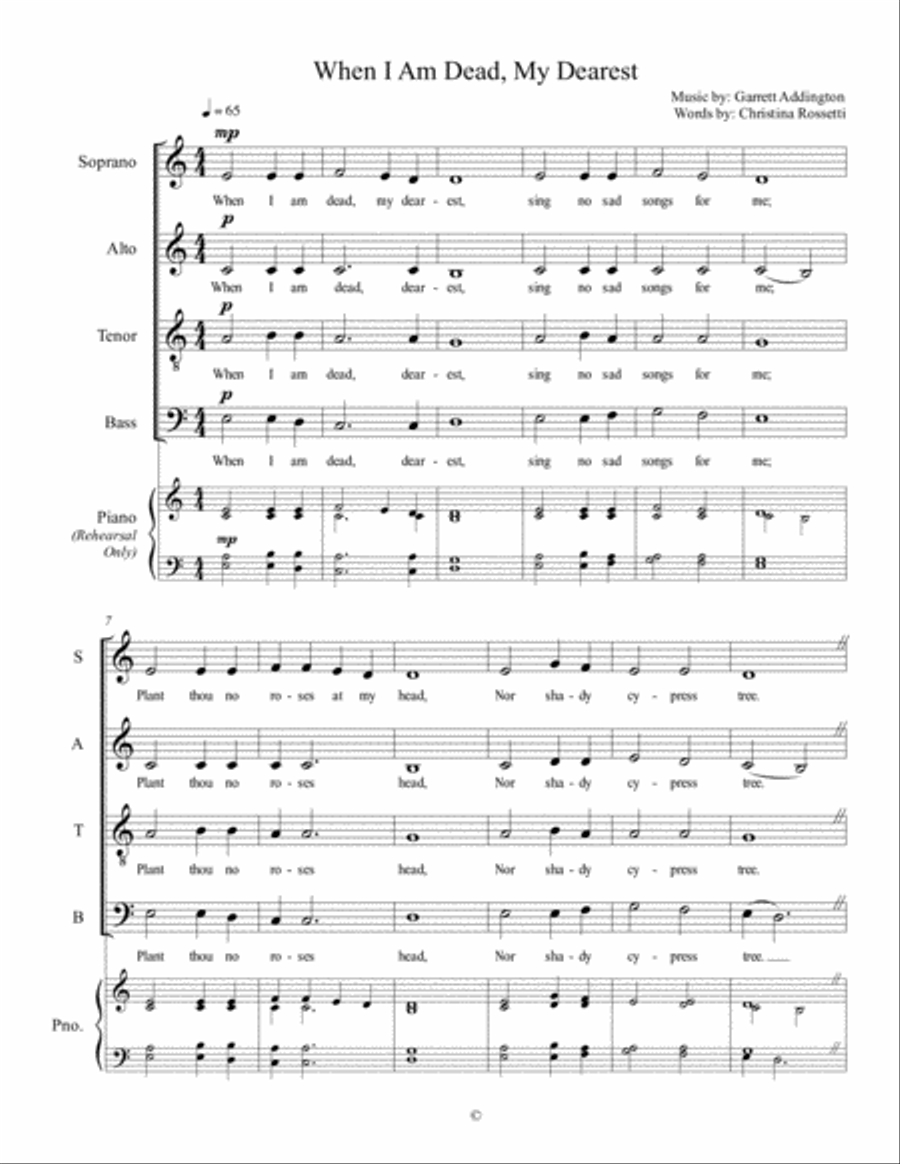 When I Am Dead, My Dearest 4-Part scores gallery preview page 1
