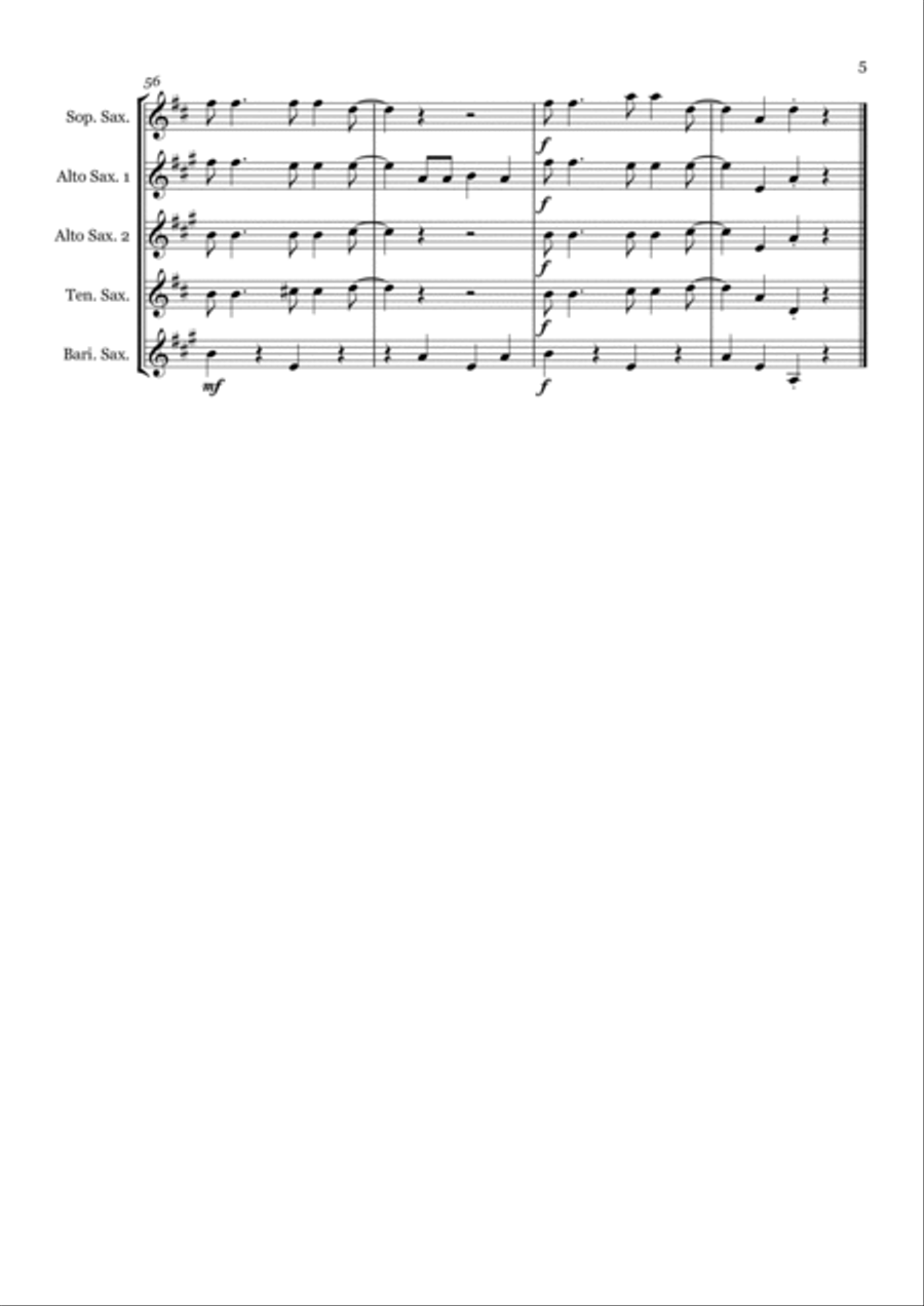 When I'm Sixty-four Saxophone Quintet scores gallery preview page 5