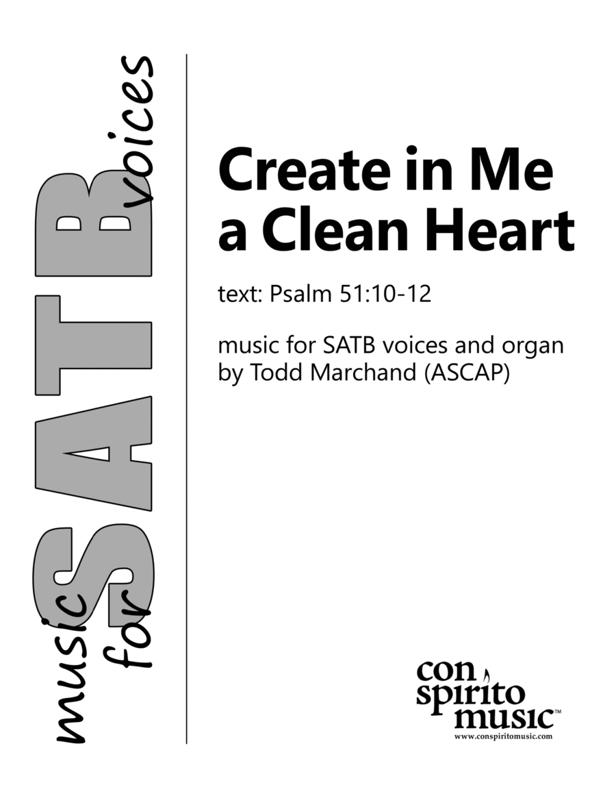Create in Me a Clean Heart — SATB, organ 4-Part scores gallery preview page 1