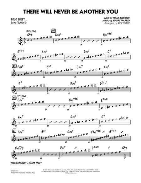 There Will Never Be Another You - Eb Solo Sheet