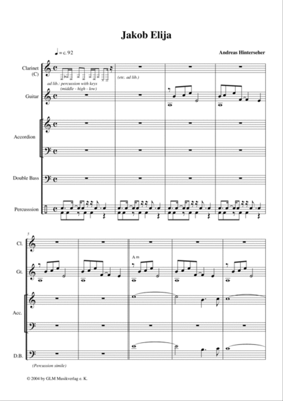 Jakob Elija Clarinet scores gallery preview page 3