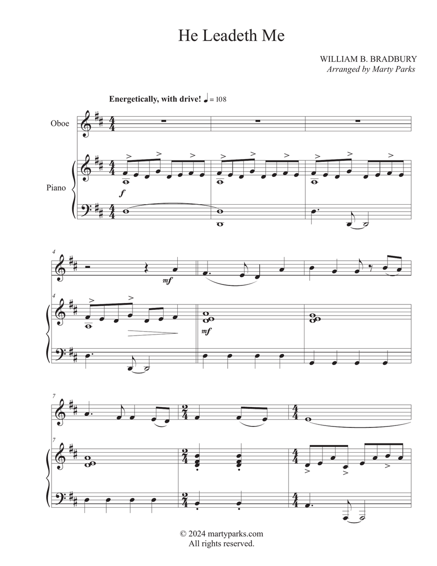 He Leadeth Me (Oboe-Piano) Piano scores gallery preview page 1