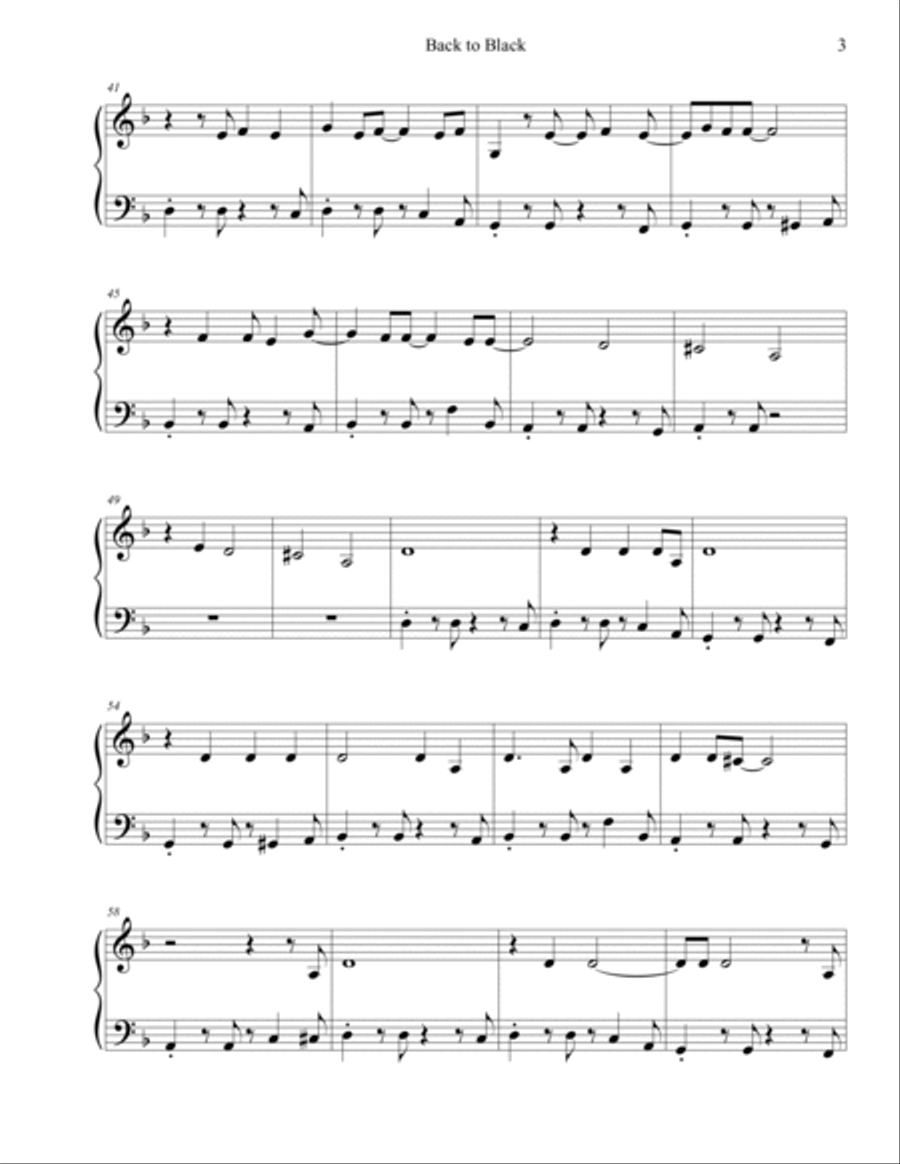 Back To Black Easy Piano scores gallery preview page 3