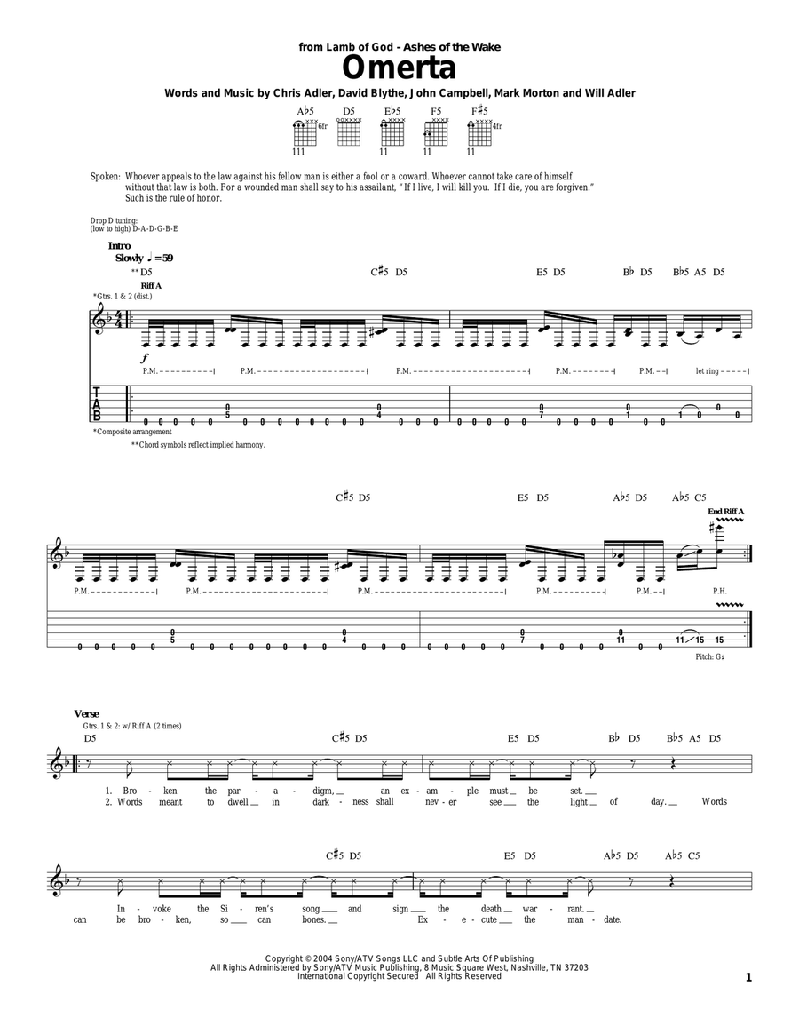 Omerta Electric Guitar scores gallery preview page 1