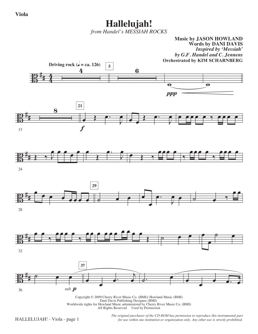 Hallelujah! (from Messiah Rocks) - Viola Choir scores gallery preview page 1