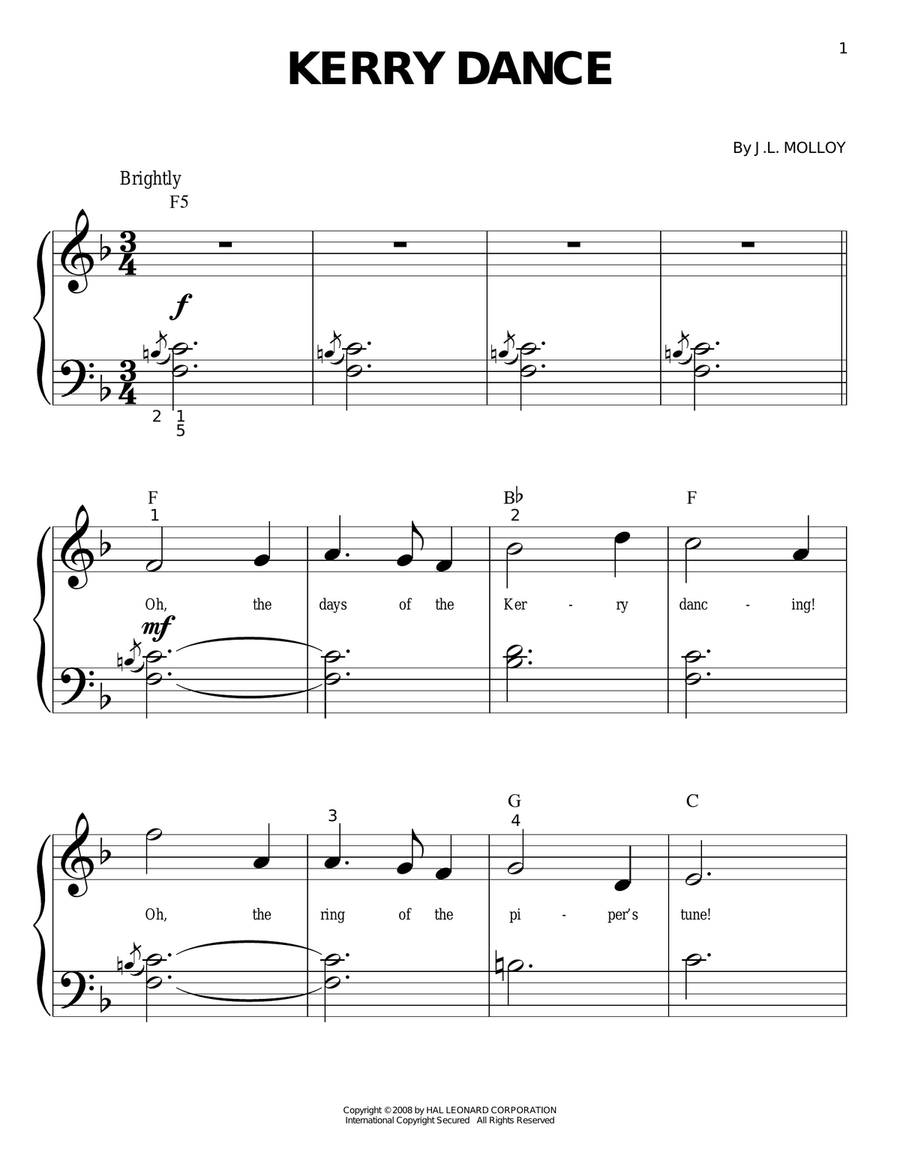 Kerry Dance Kerry Dance Easy Piano scores gallery preview page 1