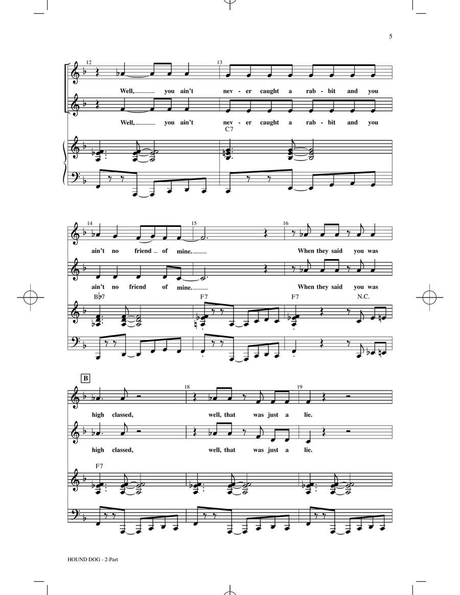 Hound Dog (arr. Kirby Shaw) 2-Part scores gallery preview page 3