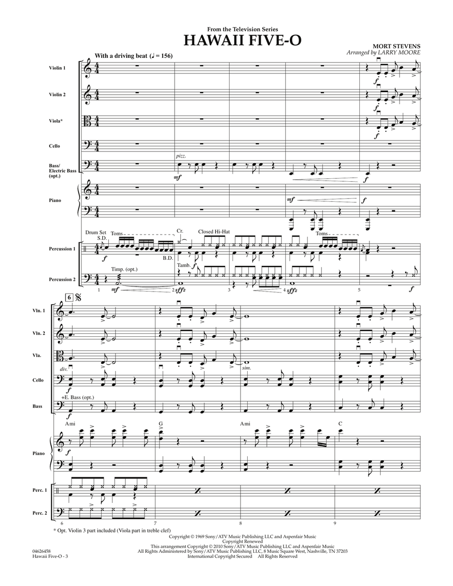 Hawaii Five-O - Full Score Orchestra scores gallery preview page 2
