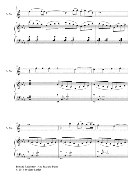 BLESSED REDEEMER(Duet – Alto Sax & Piano with Score/Part) image number null