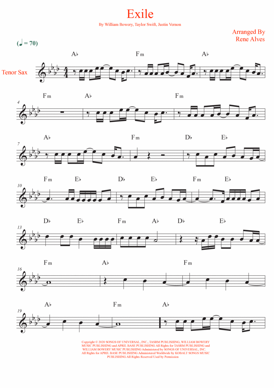 Exile Tenor Saxophone scores gallery preview page 1