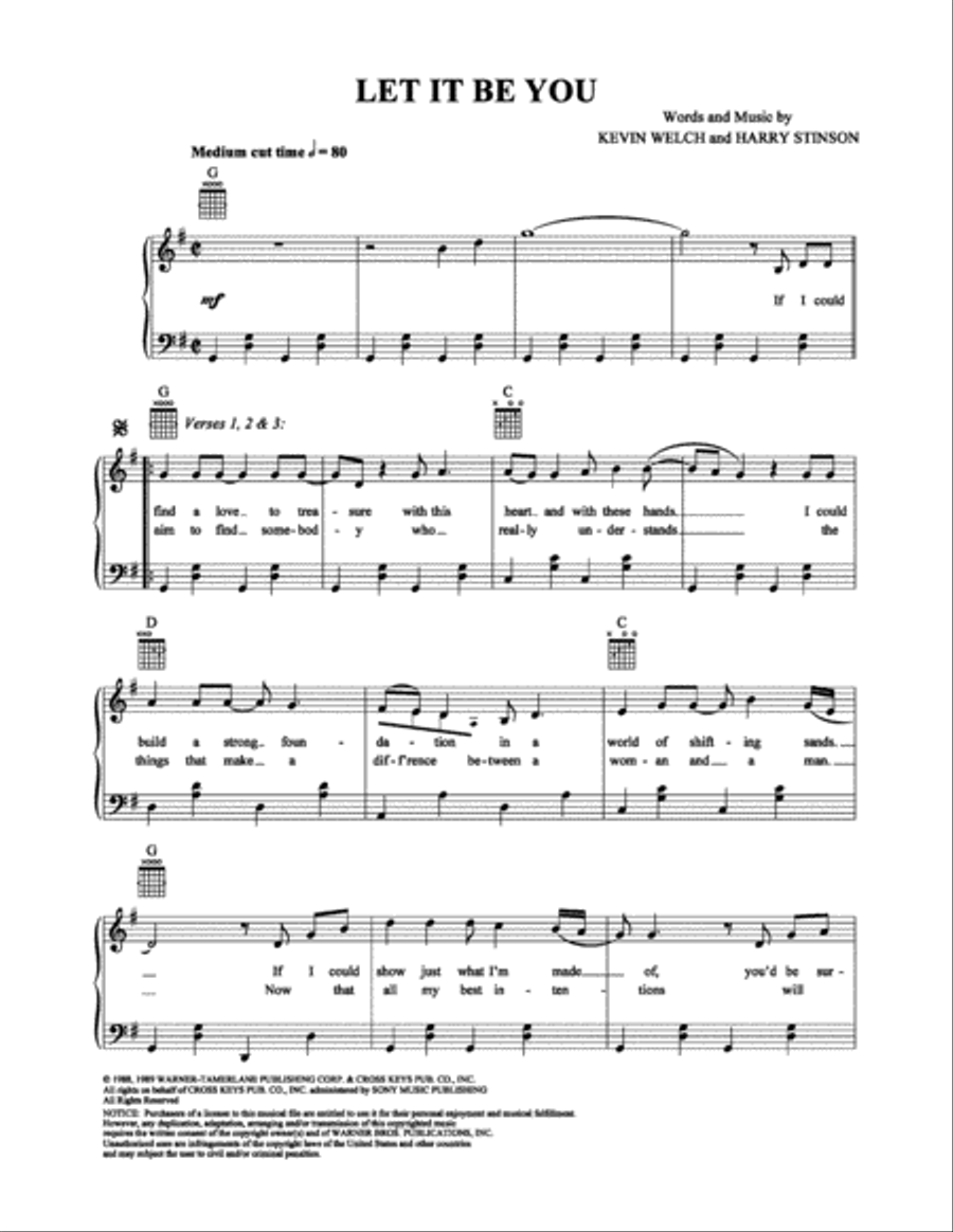 Let it Be You Piano, Vocal, Guitar scores gallery preview page 1