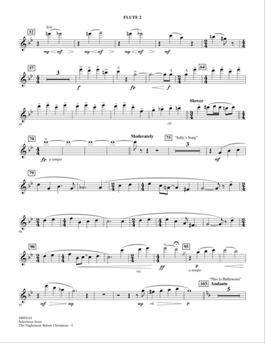 Selections from The Nightmare Before Christmas - Flute 2 Concert Band scores gallery preview page 2