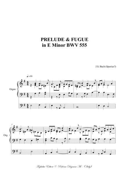 PRELUDE & FUGUE in E Minor - BWV 555 - For Organ 3 staff image number null