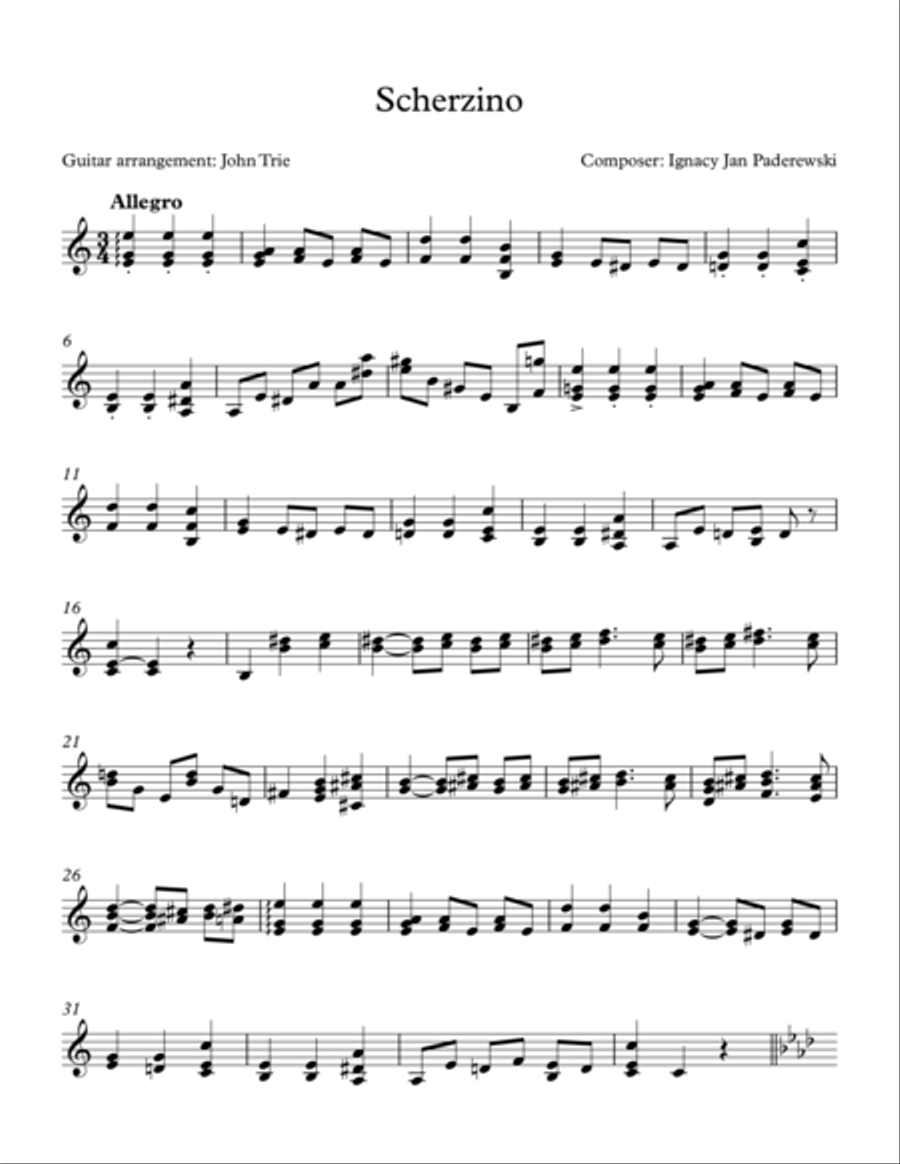 Scherzino Acoustic Guitar scores gallery preview page 1