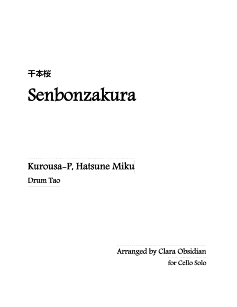 Senbonzakura Cello Solo scores gallery preview page 1