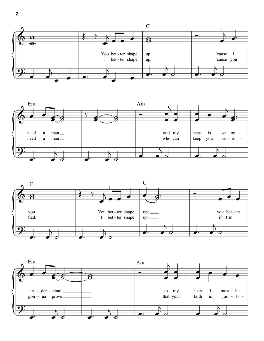 You're The One That I Want Easy Piano scores gallery preview page 2