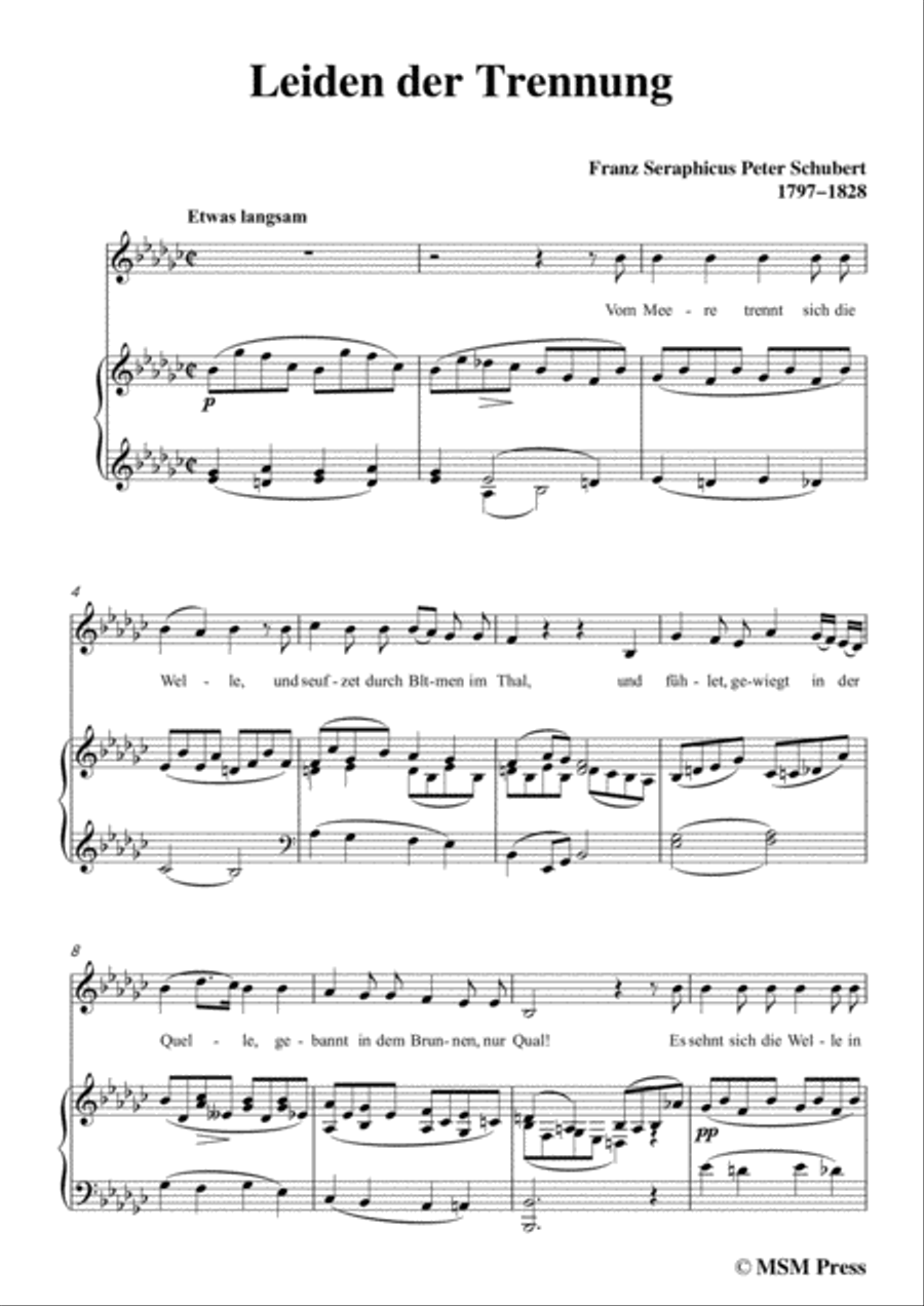 Schubert-Leiden der Trennung,in G flat Major,for Voice&Piano Voice scores gallery preview page 3