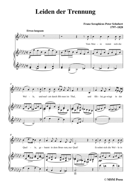 Schubert-Leiden der Trennung,in G flat Major,for Voice&Piano image number null