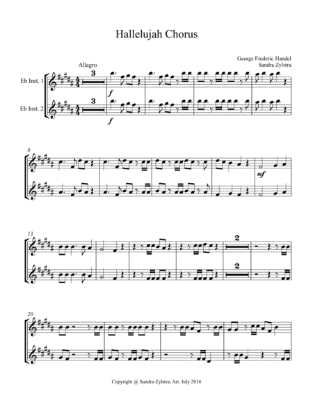 Hallelujah Chorus (treble Eb instrument duet, parts only) image number null