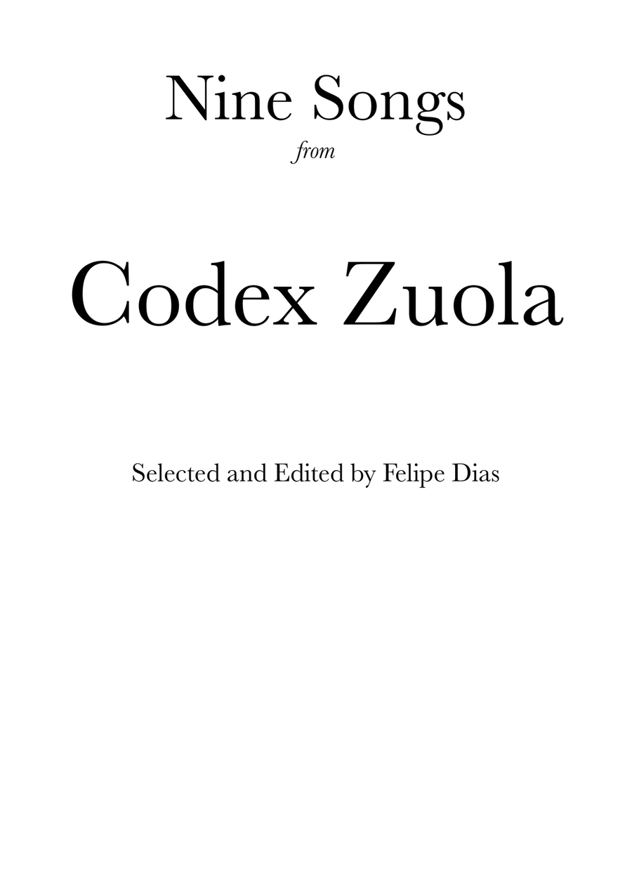 Nine songs from Codex Zuola Voice Solo scores gallery preview page 1