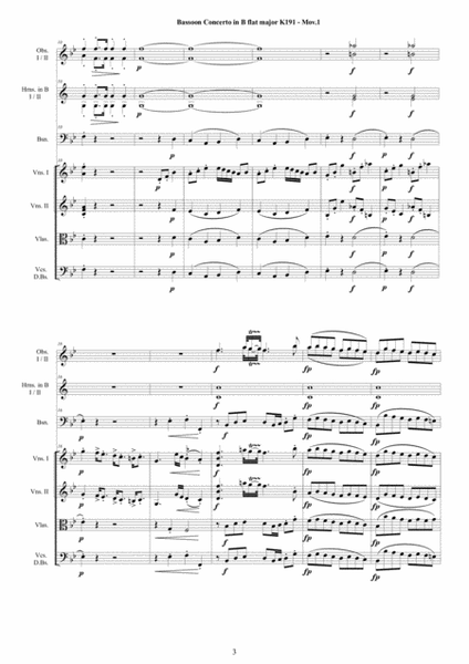 Mozart - Bassoon Concerto in B flat major K 191 for Bassoon and Orchestra - Score and Parts image number null