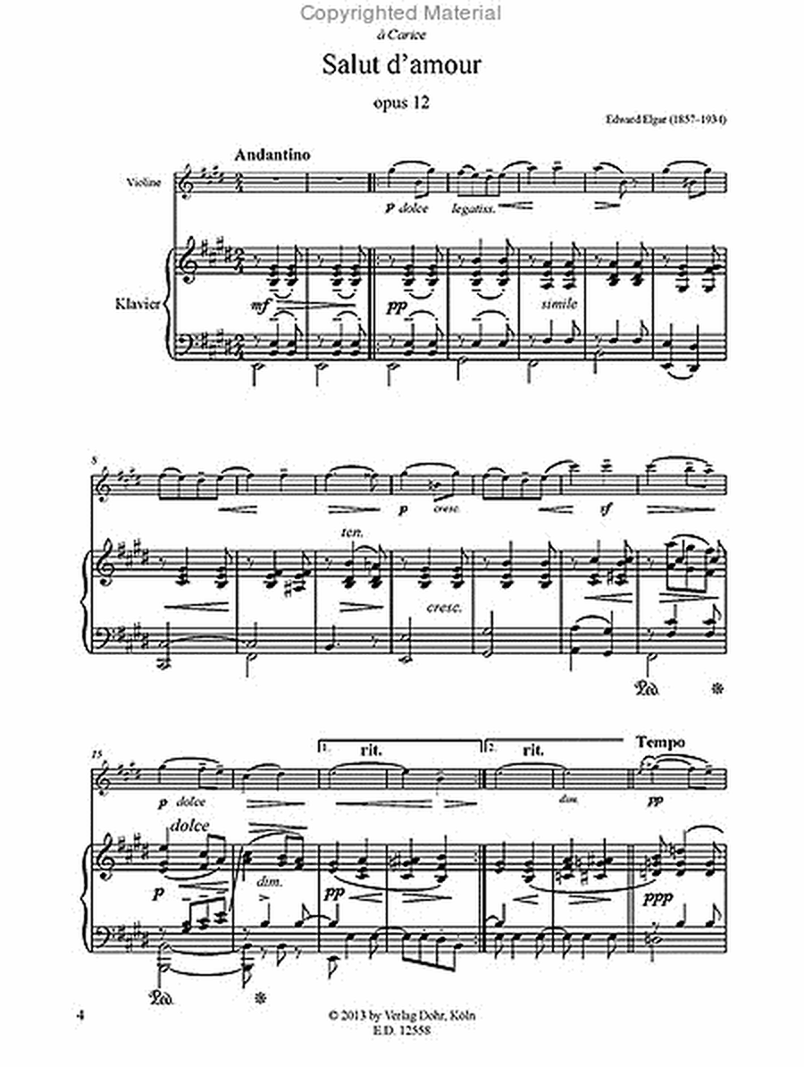 Salut d'amour für Violine und Klavier op. 12